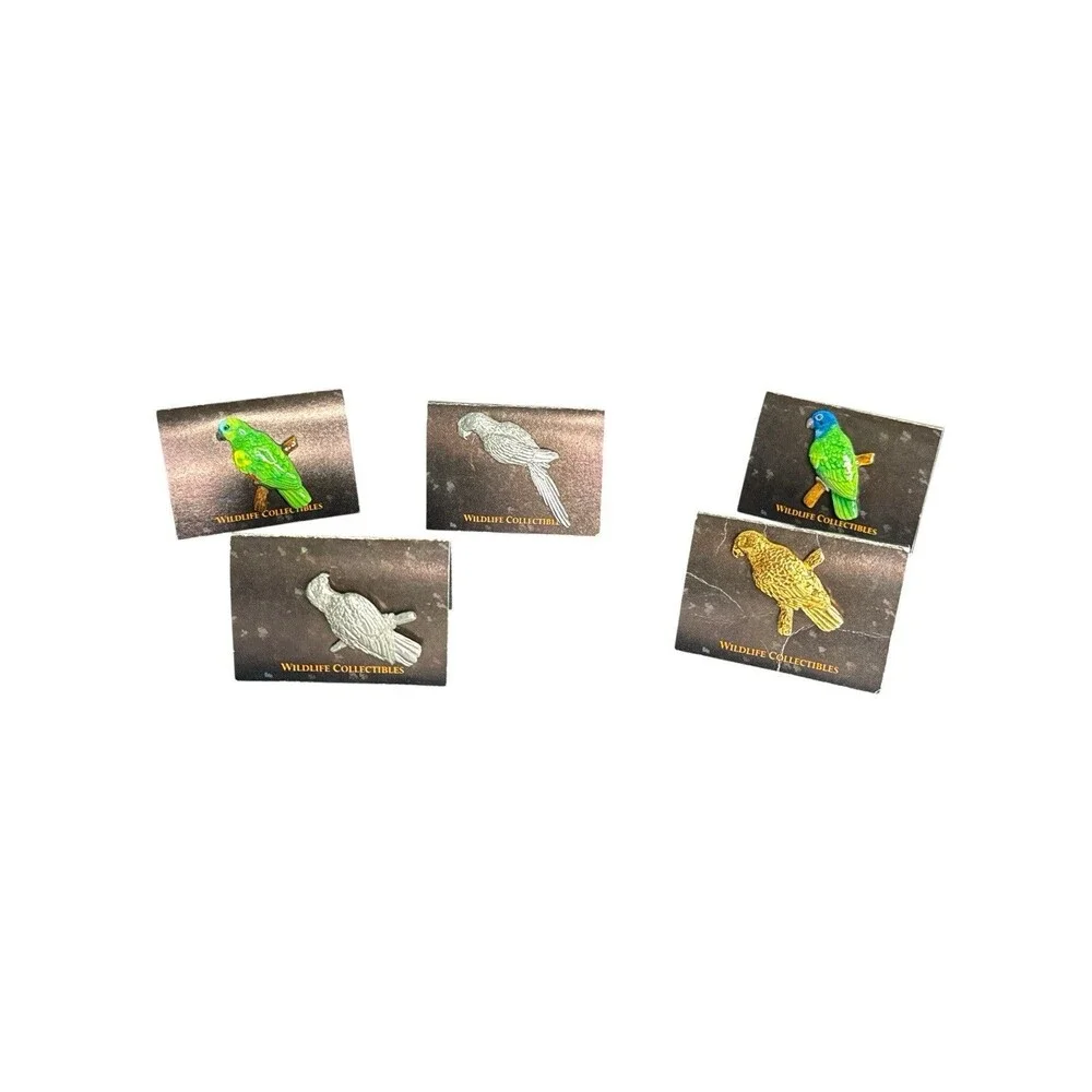 Lot 5 G.G. Harris Wildlife Collectibles Fine Pewter Bird Parrot Lapel Pins USA